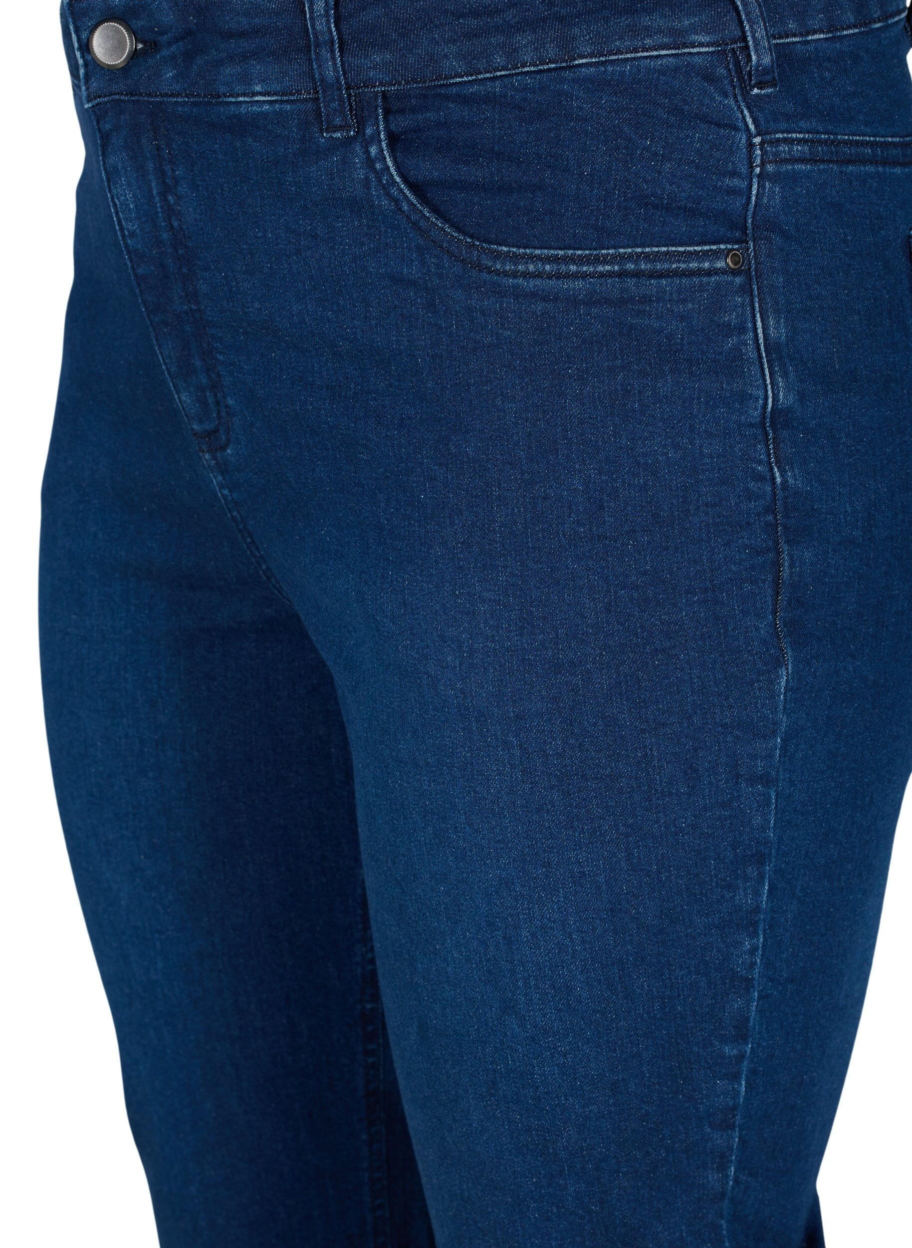 Zizzi Close-fitting denim capris in cotton, Dark blue denim, Packshot image number 2