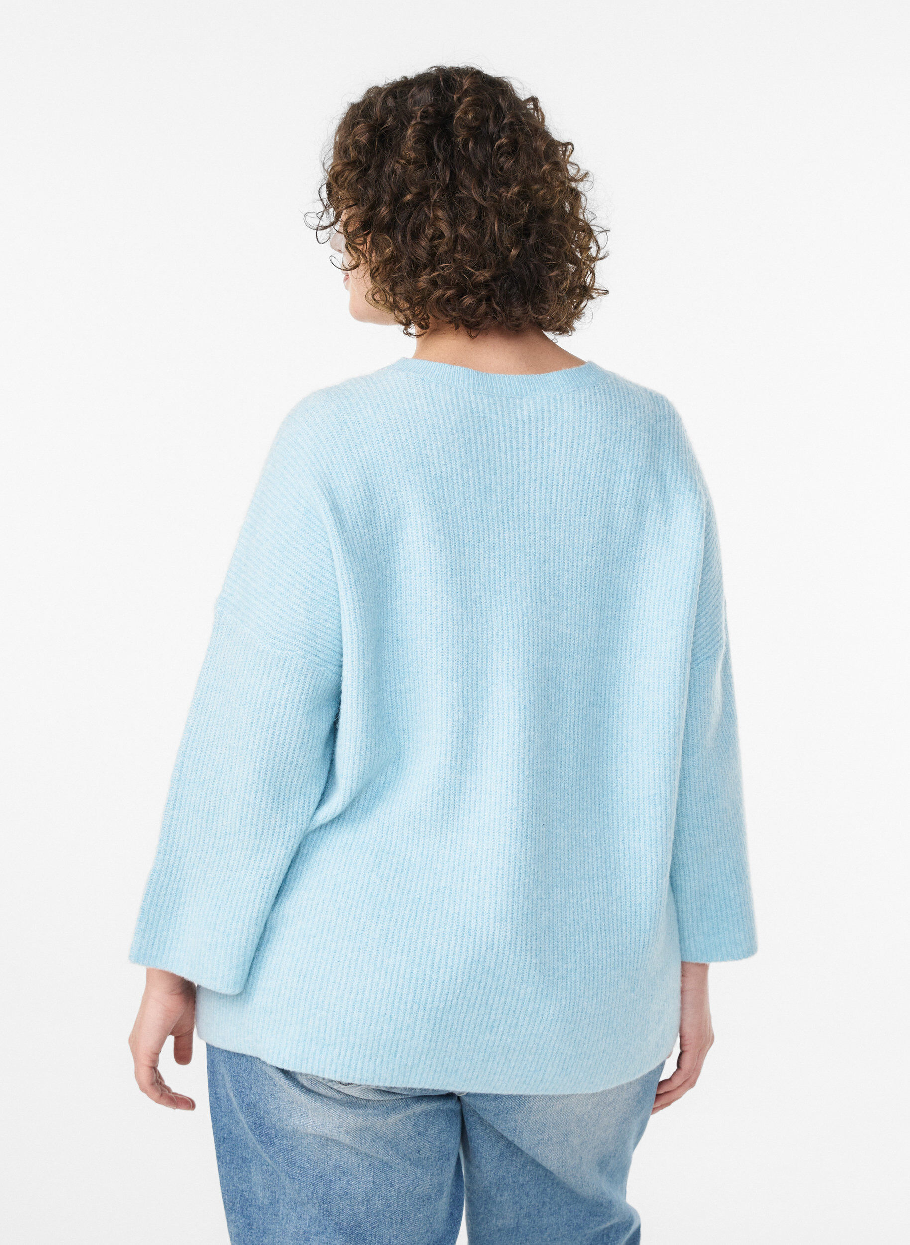 Zizzi Luzna dzianina z 3/4-sleeves, Niebieskie, Model image number 2