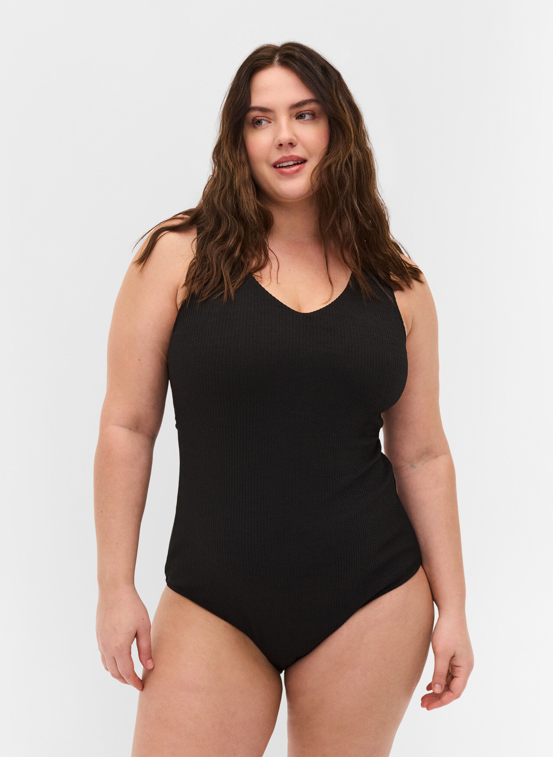 Zizzi Swimsuit with cross back, Black, Model image number 0