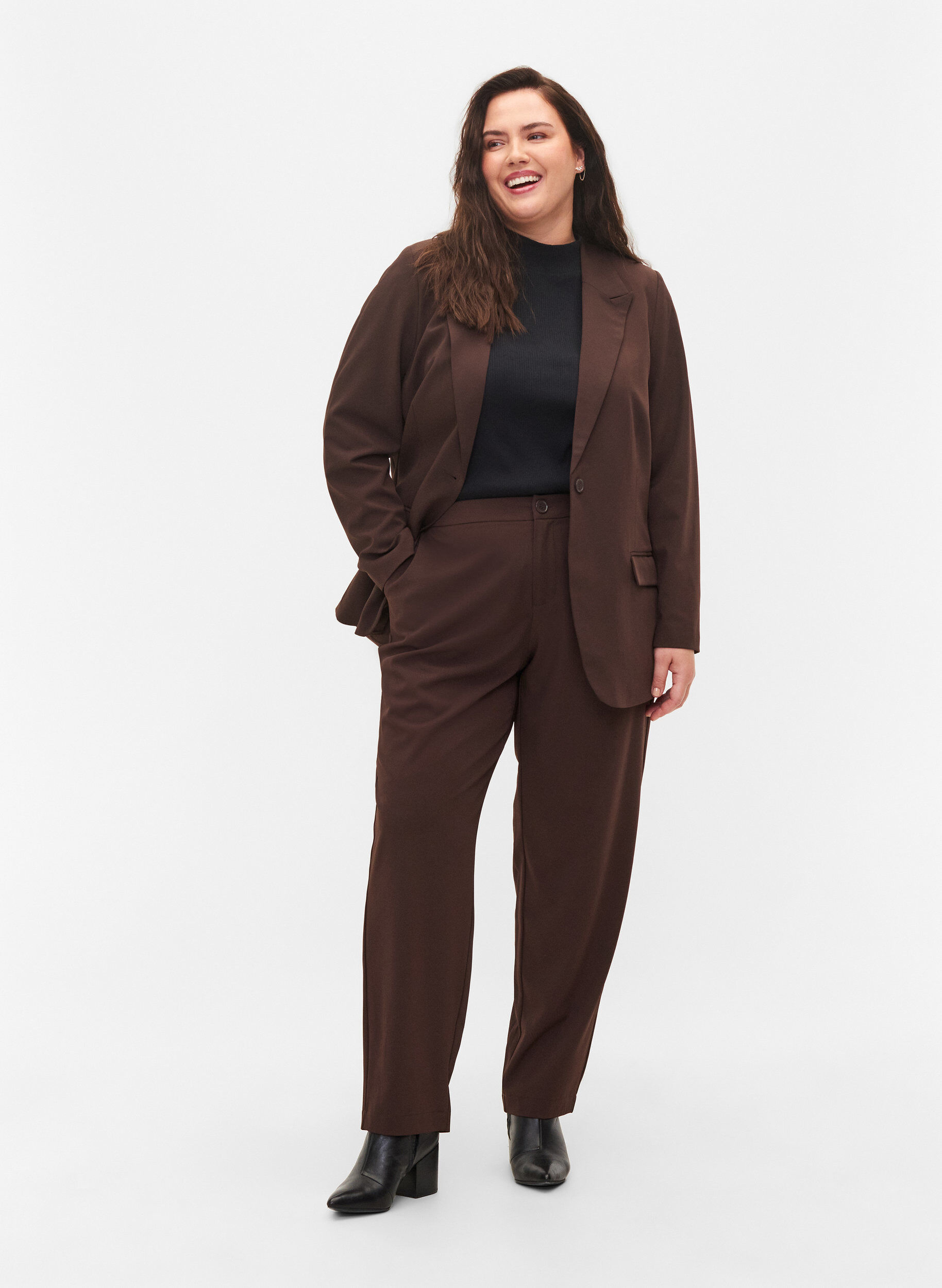 Zizzi Classic trousers with pockets, Java, Model image number 0