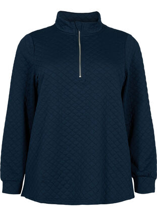 Pikowany sweter z zamkiem blyskawicznym, Navy Blazer, Packshot image number 0