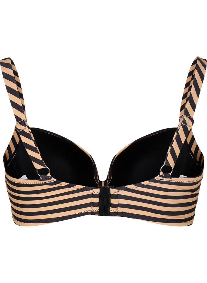 G&oacute;ra od bikini z fiszbinami i wzorem, Brązowy, Packshot image number 1