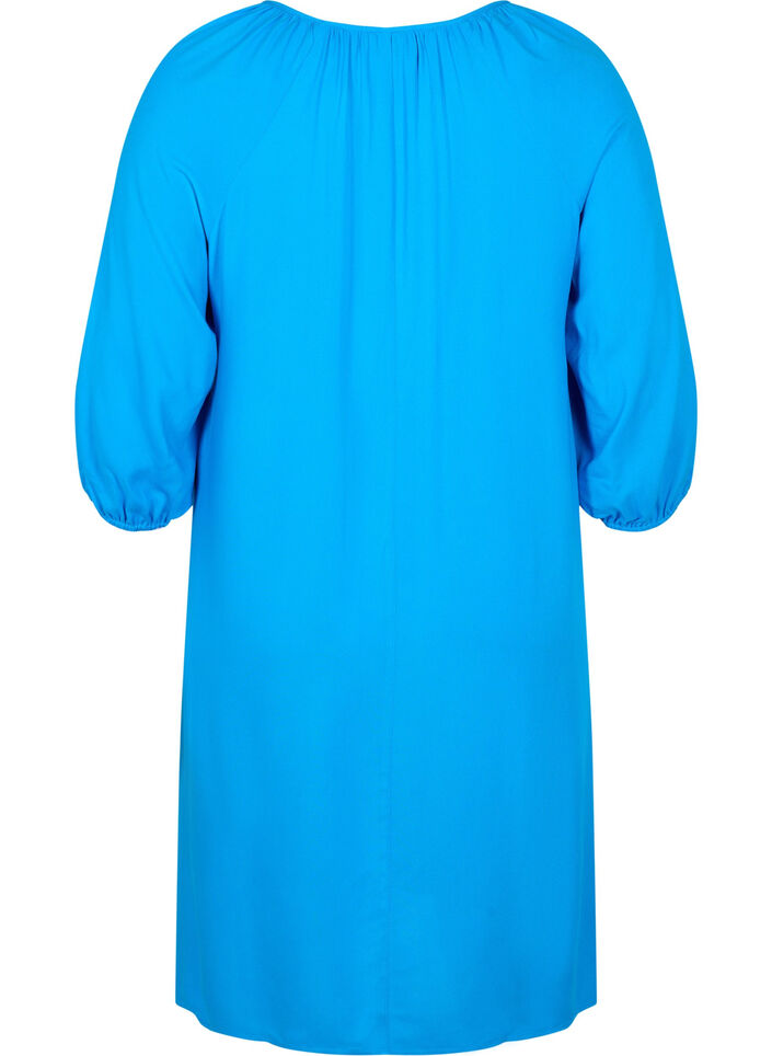 Wiskozowa sukienka z dekoltem w szpic, Indigo Bunting, Packshot image number 1