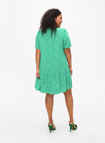Flash – sukienka z wiskozy z wcieciem, Bright Green Wh. AOP, Model image number 1