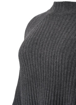 Sweter z golfem o prazkowanej fakturze, Dark Grey Melange, Packshot image number 3