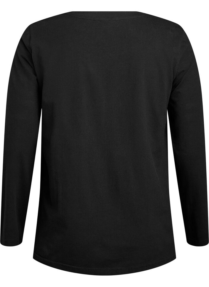 Podstawowa bluzka z dzerseju z dlugim rekawem, Czarne, Packshot image number 1