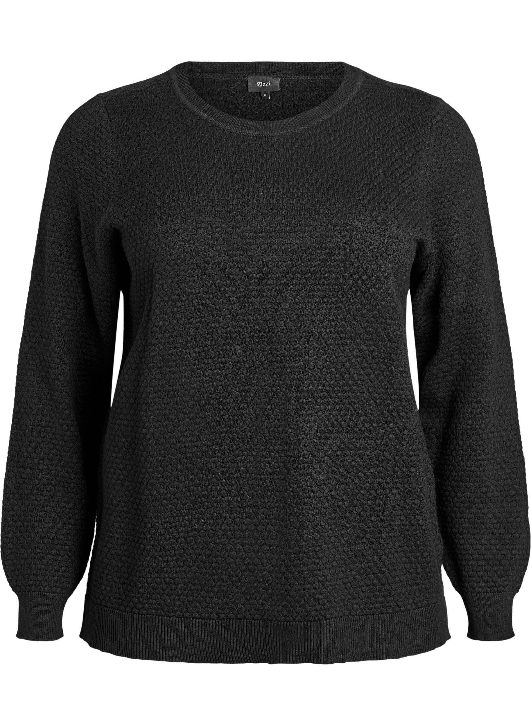 Bluzka dzianinowa z bawelny z fakturowanym wzorem