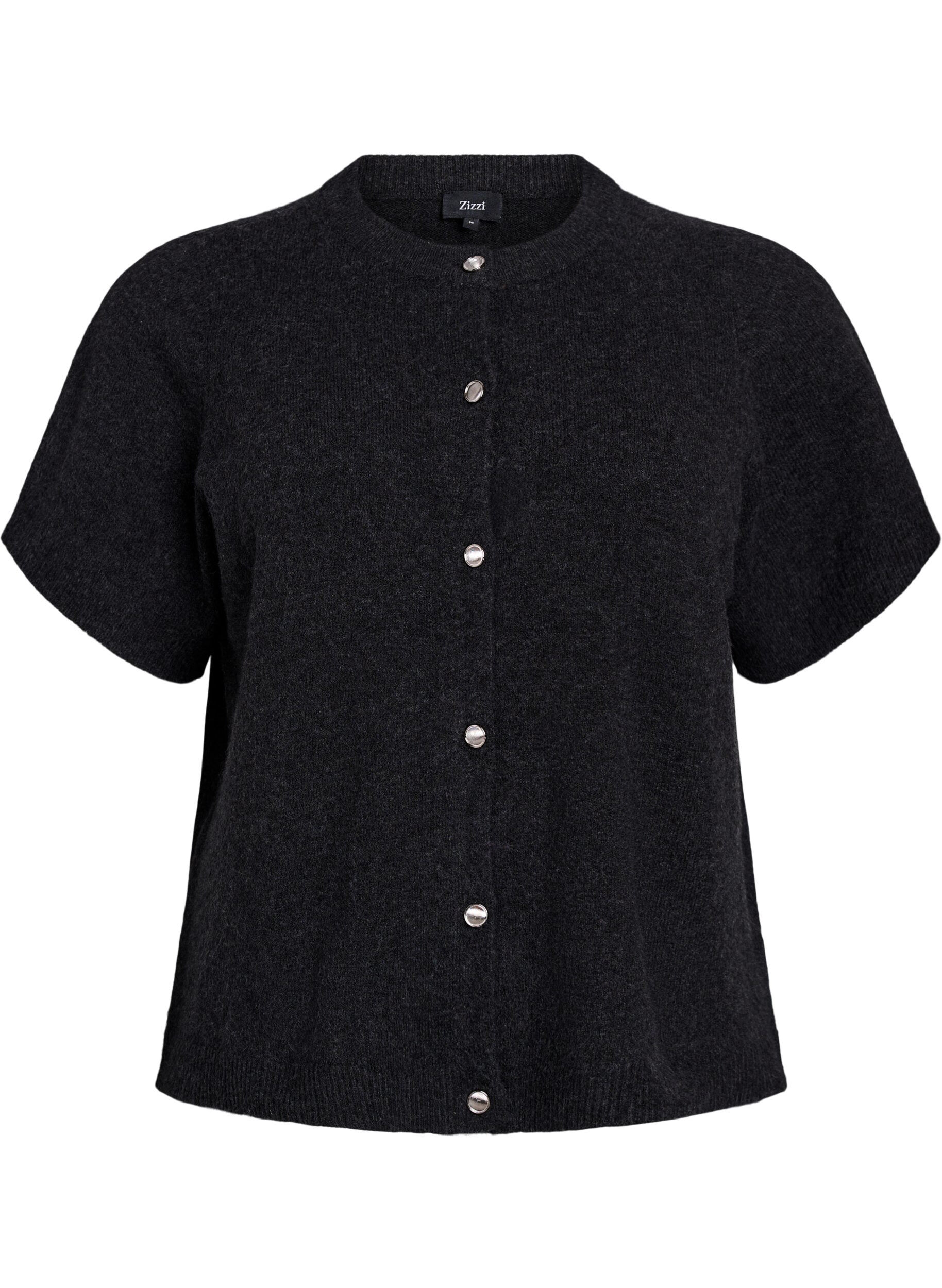 Zizzi Dzianinowy kardigan z kr&oacute;tkim rekawem, Ciemnoszary, Packshot image number 0