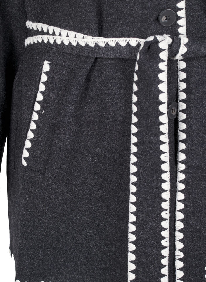 Plaszcz z kontrastowymi brzegami, Dark Grey Melange, Packshot image number 3