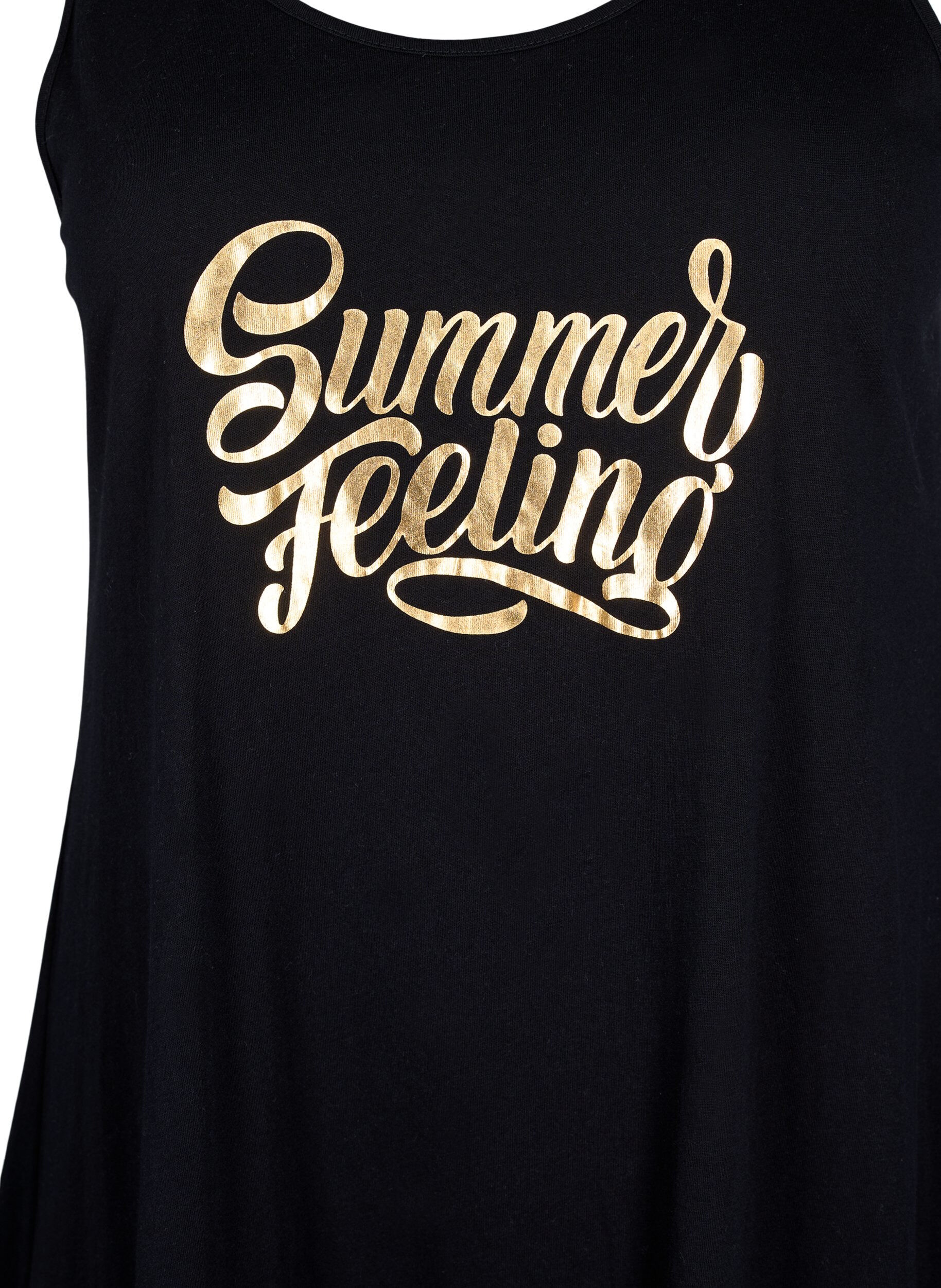 Zizzi Trapezowa sukienka z bawelny bez rekaw&oacute;w, Black W. Summer, Packshot image number 2