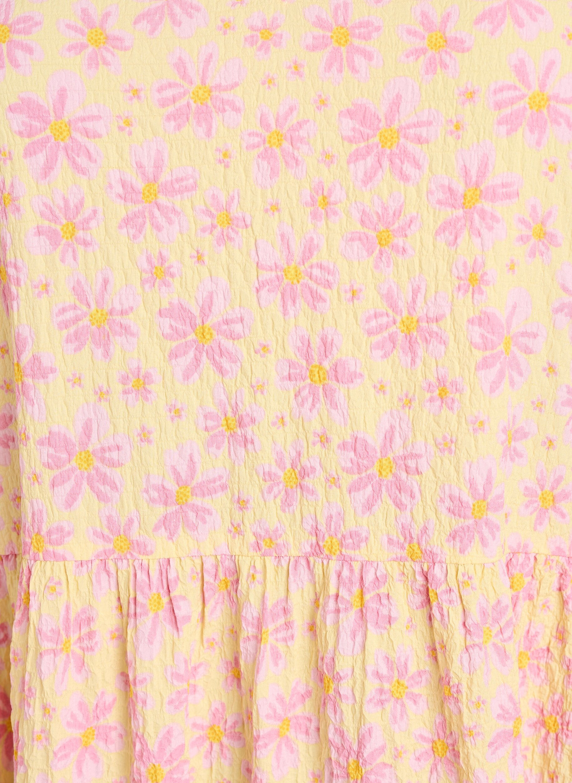 ZizziSukienka do kostek z kr&oacute;tkimi rekawami i warstwowymi falbankami, Ż&oacute;łty, Packshot image number 2