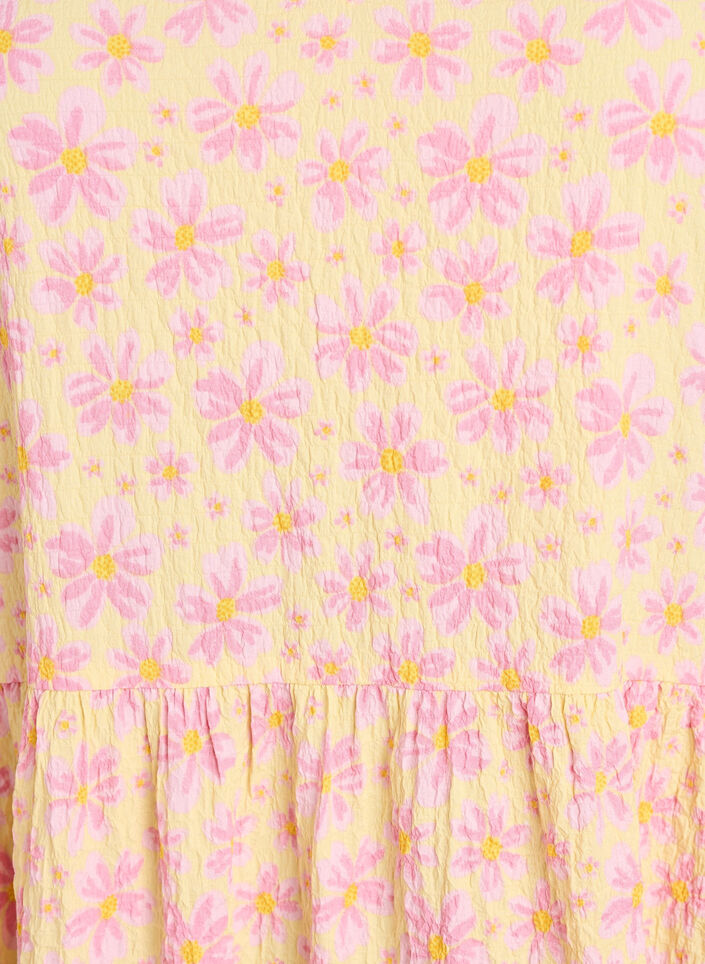 Sukienka do kostek z kr&oacute;tkimi rekawami i warstwowymi falbankami, Ż&oacute;łty, Packshot image number 2