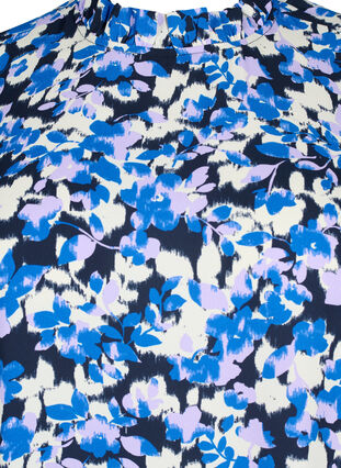 FLASH – sukienka w kwiaty z dlugim rekawem, Blue Purple Flower, Packshot image number 2
