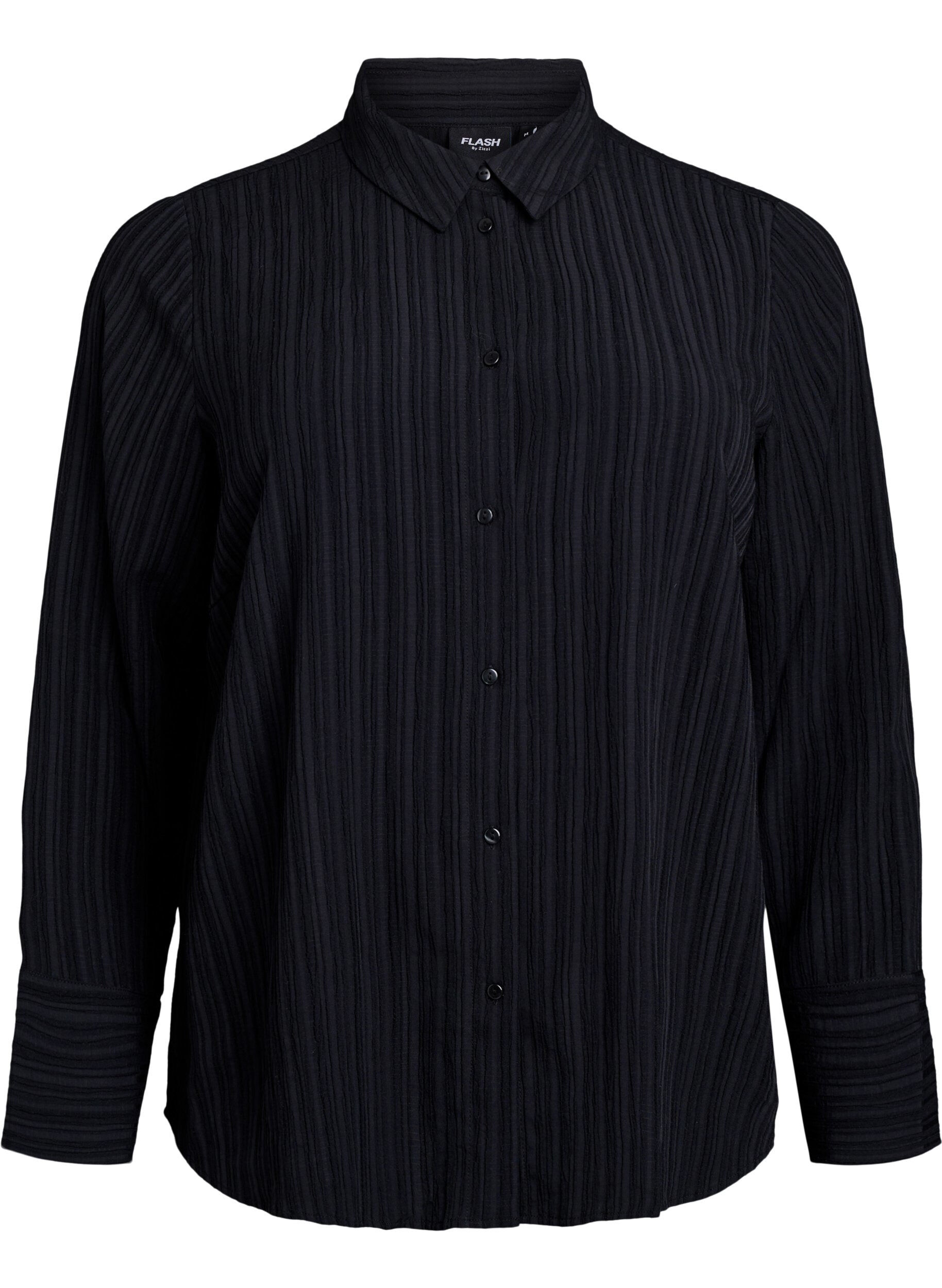 Zizzi FLASH - Koszula z faktura, Czarne, Packshot image number 0