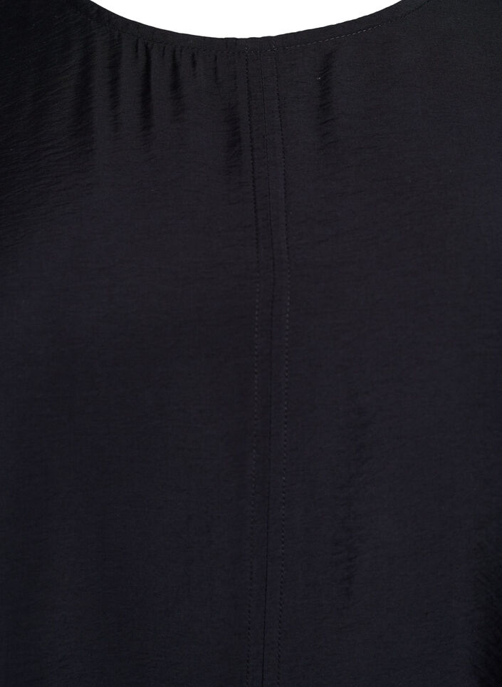 Wiskozowa sukienka o kroju litery A z krótkimi rekawami, Czarne, Packshot image number 2