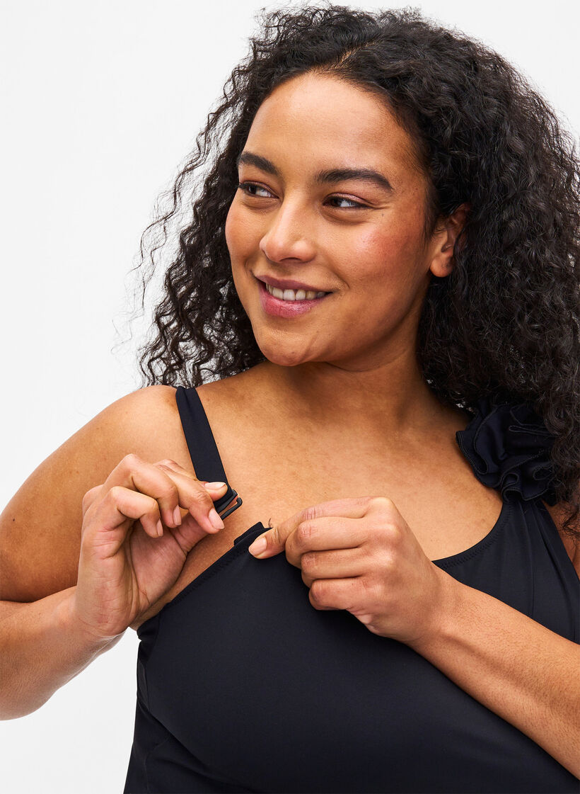 Strój kapielowy z asymetrycznym dekoltem, Black, Model image number 3