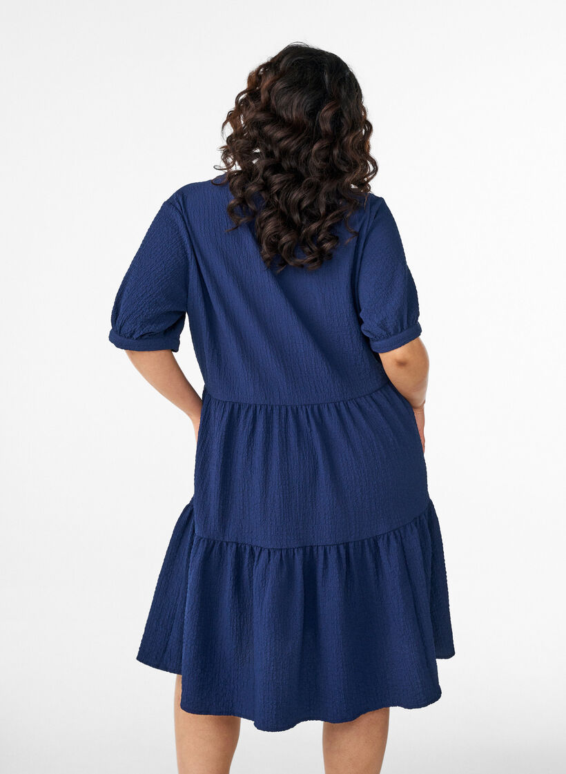 Kr&oacute;tka sukienka o kroju A, Niebieskie, Model image number 2