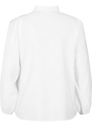 Bluzka koszulowa z wiskozy z kolnierzykiem z falbanami, Bright White, Packshot image number 1