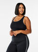  Biustonosz sportowy o fasonie racerback z kontrastowa lamówka, Czarne, Model image number 0