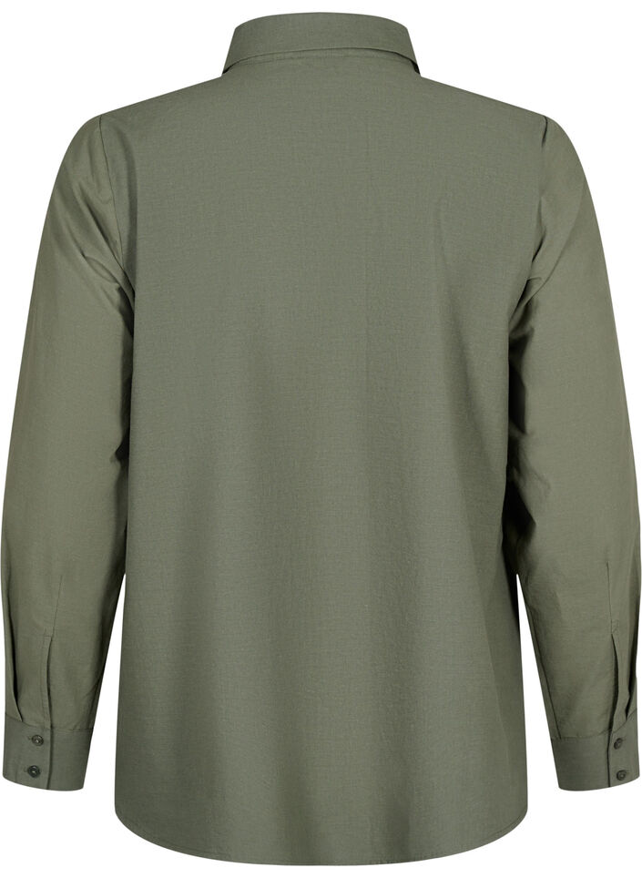 Bawelniana koszula z haftem angielskim, Thyme, Packshot image number 1