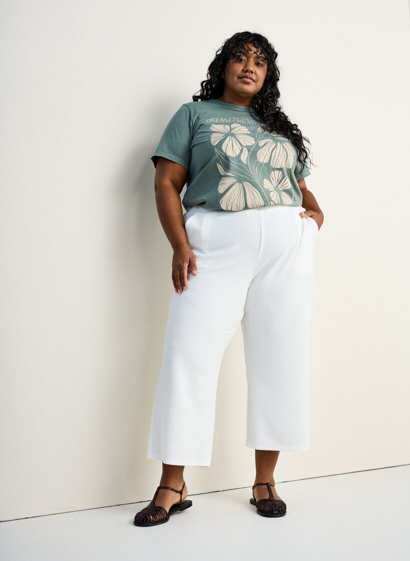 Luzne spodnie o dlugosci 7/8, Beżowy, Image image number 0