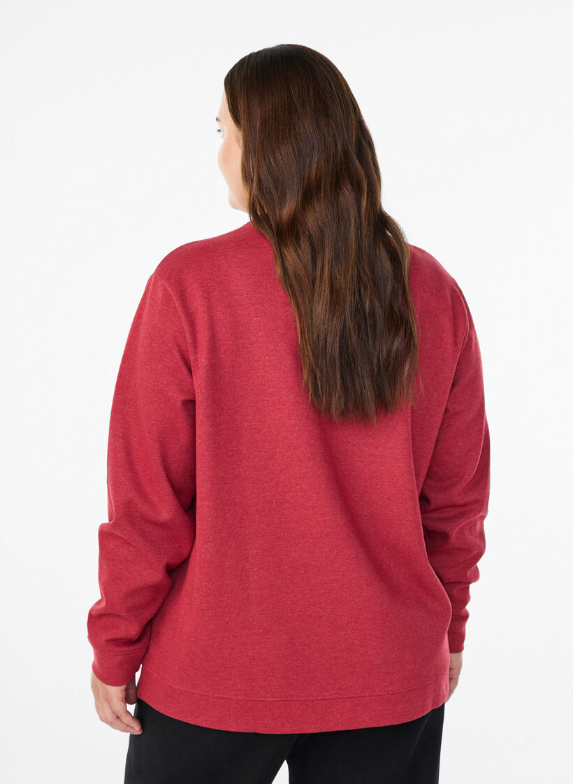 Bluza z okraglym dekoltem, Czerwony, Model image number 2