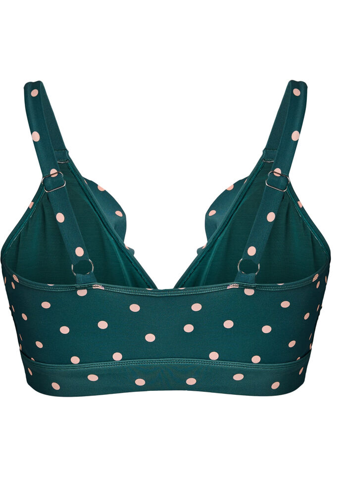 G&oacute;ra od bikini w kropki i z falbankami, Zielony, Packshot image number 1