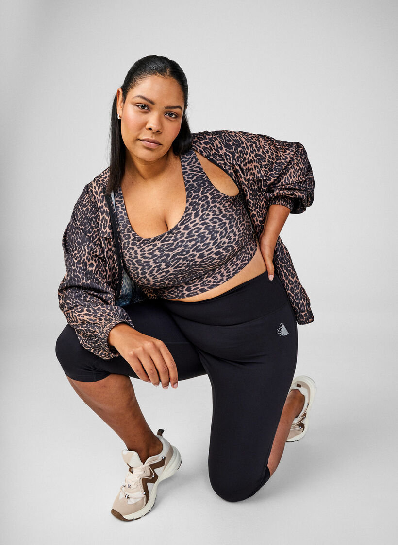 Sportowa kurtka z kapturem w panterke, Brązowy, Image image number 0