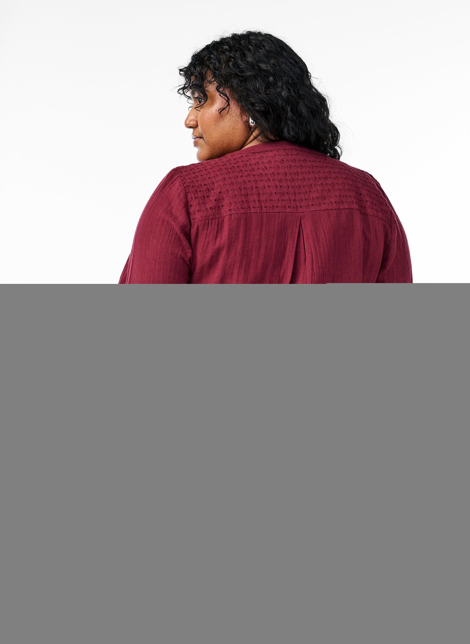 Zizzi Tunika z bawelnianej, muslinowej tkaniny z haftem angielskim, Ciemnobordowy, Model image number 2