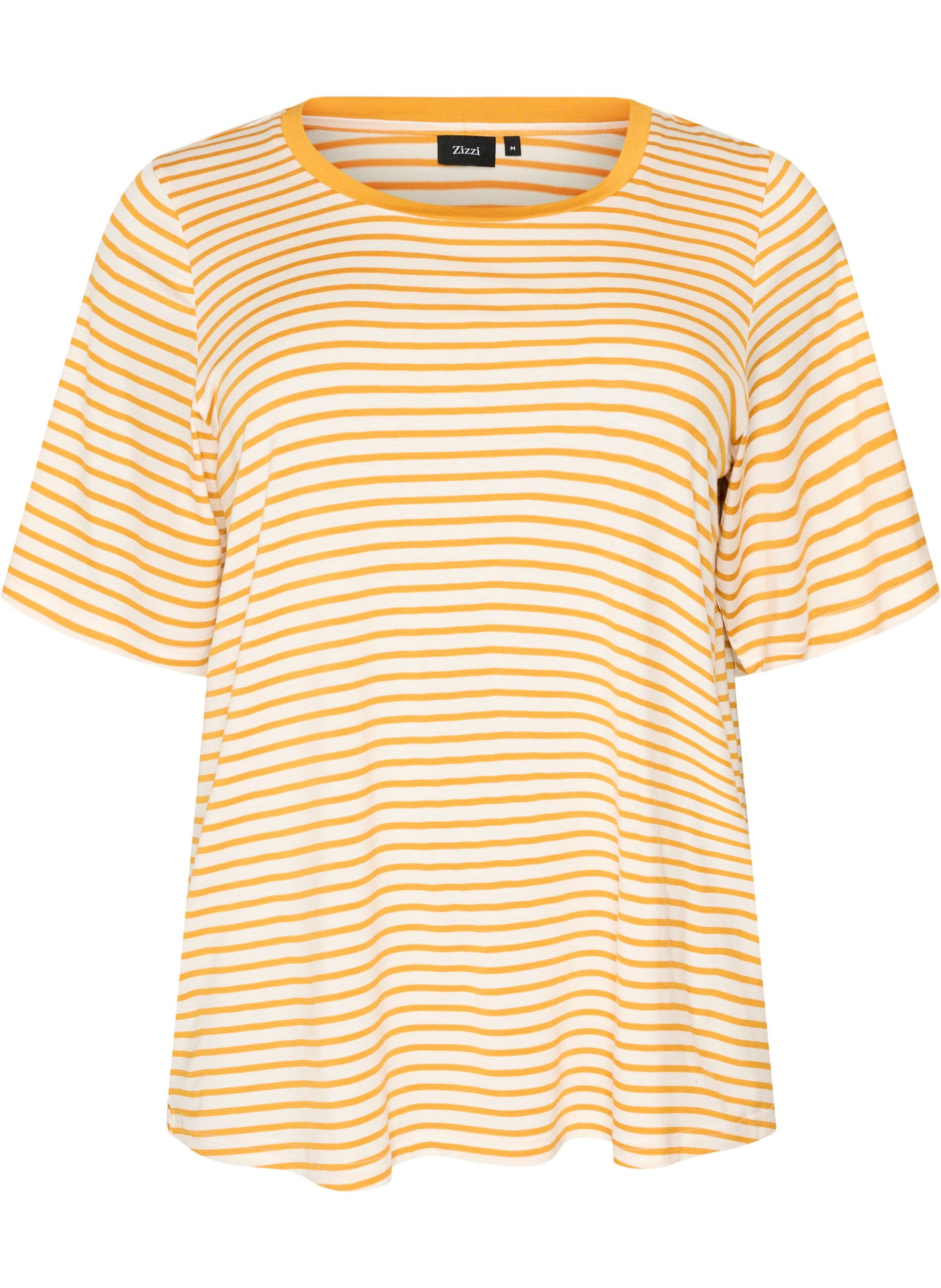 ZizziKoszulka z TENCEL&trade; Lyocell i paskami, Ż&oacute;łty, Packshot image number 0