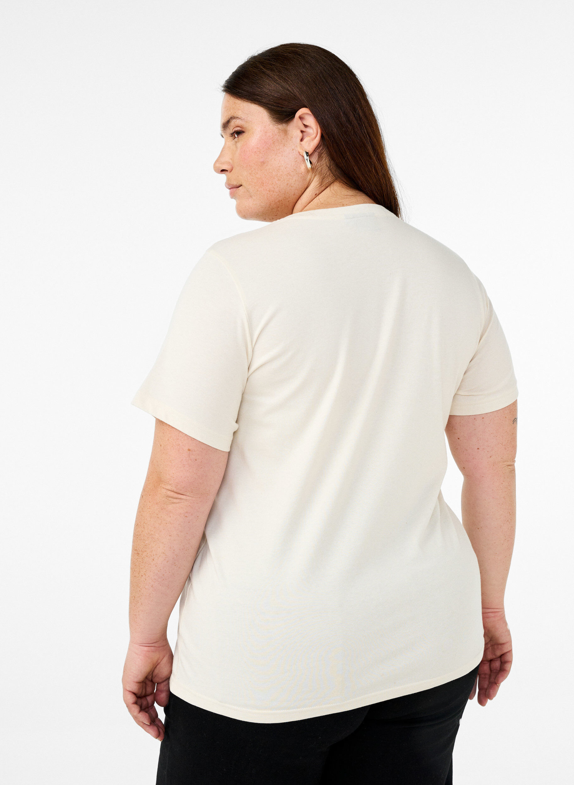 Zizzi Koszulka z bawelny organicznej z nadrukiem z przodu, Biały, Model image number 2