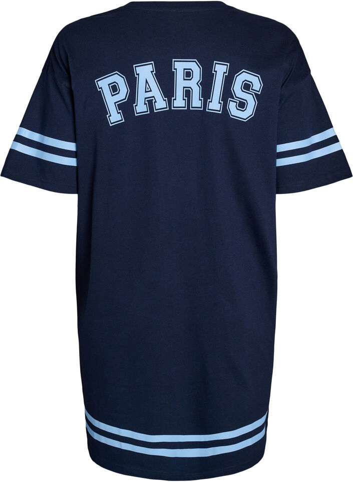 Kr&oacute;tka sukienka koszulkowa ze sportowymi detalami, Niebieskie, Packshot image number 1