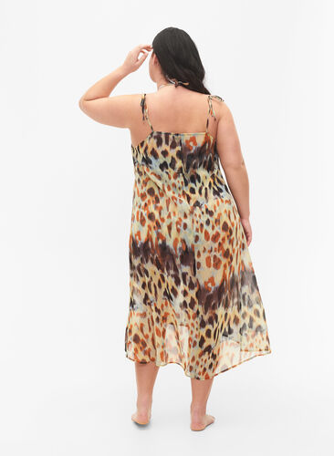Sukienka plazowa na ramiaczkach w panterke, Abstract Leopard, Model image number 1