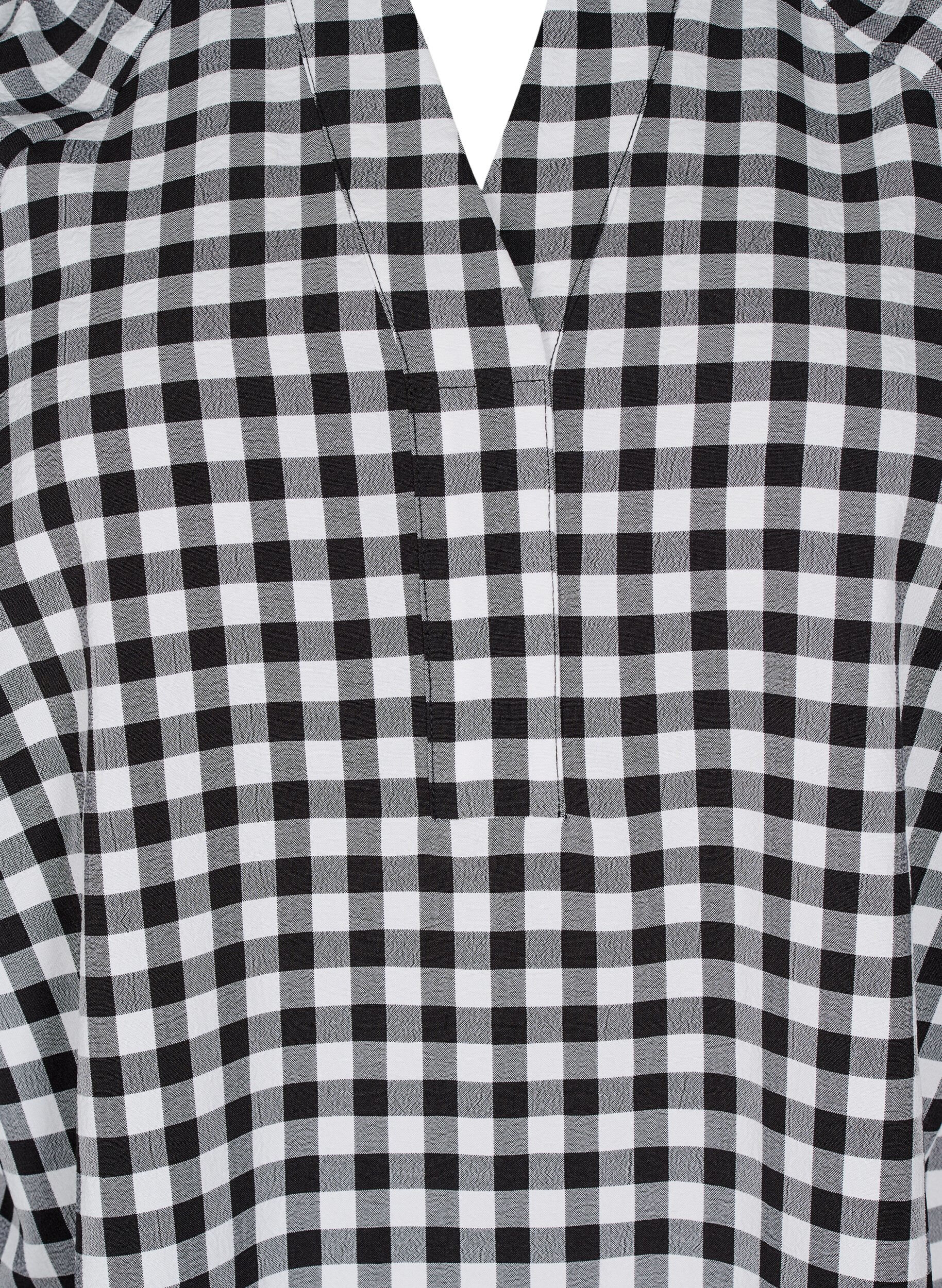 Zizzi Tunika w krate z dekoltem w szpic, Black/W. Gingham, Packshot image number 2