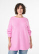 Sweter z dzianiny z ukosnym wzorem i rekawami raglanowymi, R&oacute;żowy, Model image number 0