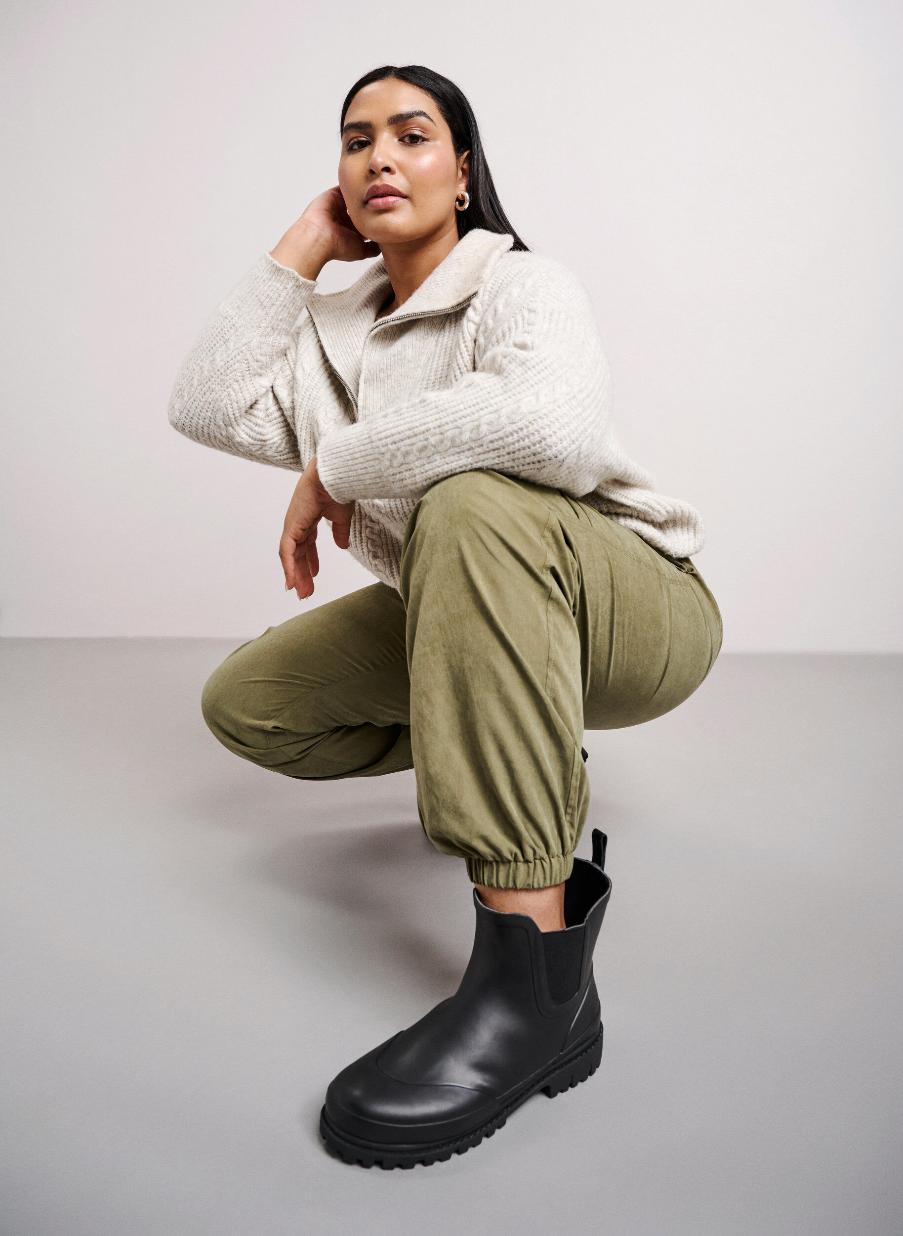 Zizzi Kr&oacute;tkie, szerokie gumowe buty, Black, Image image number 0