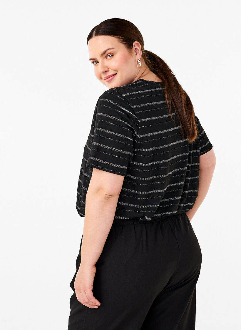 Koszulka ze srebrnym brokatem, Black w. Silver, Model image number 1