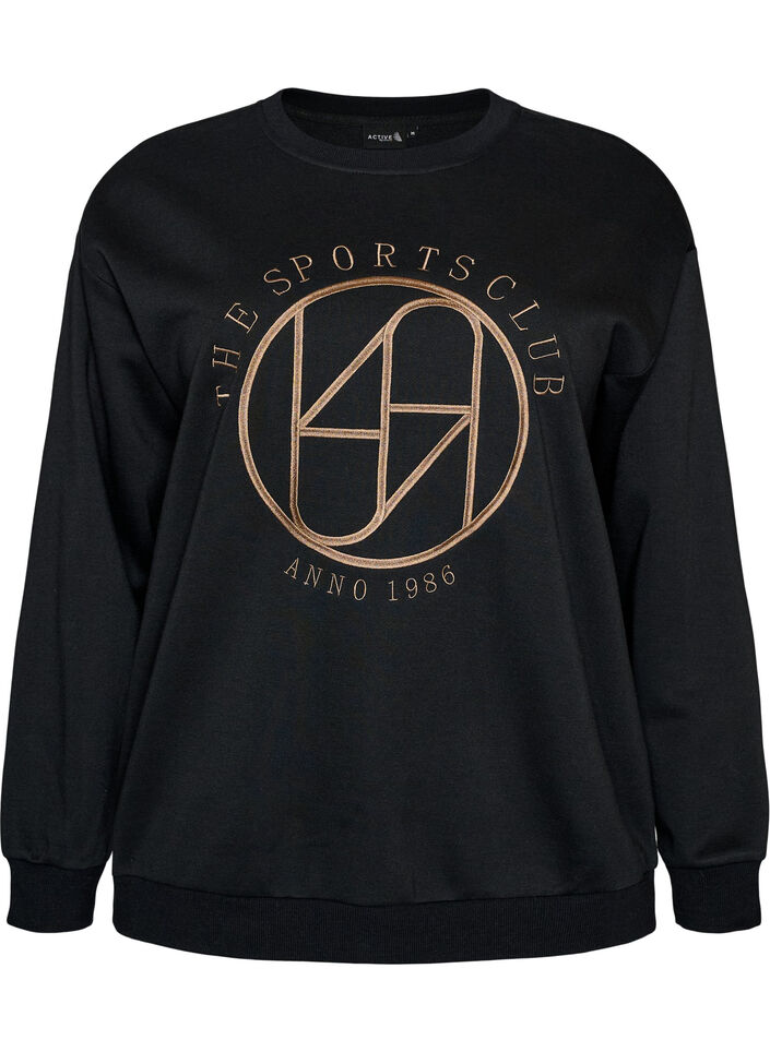 Bluza z wyszywanym tekstem, Czarne, Packshot image number 0