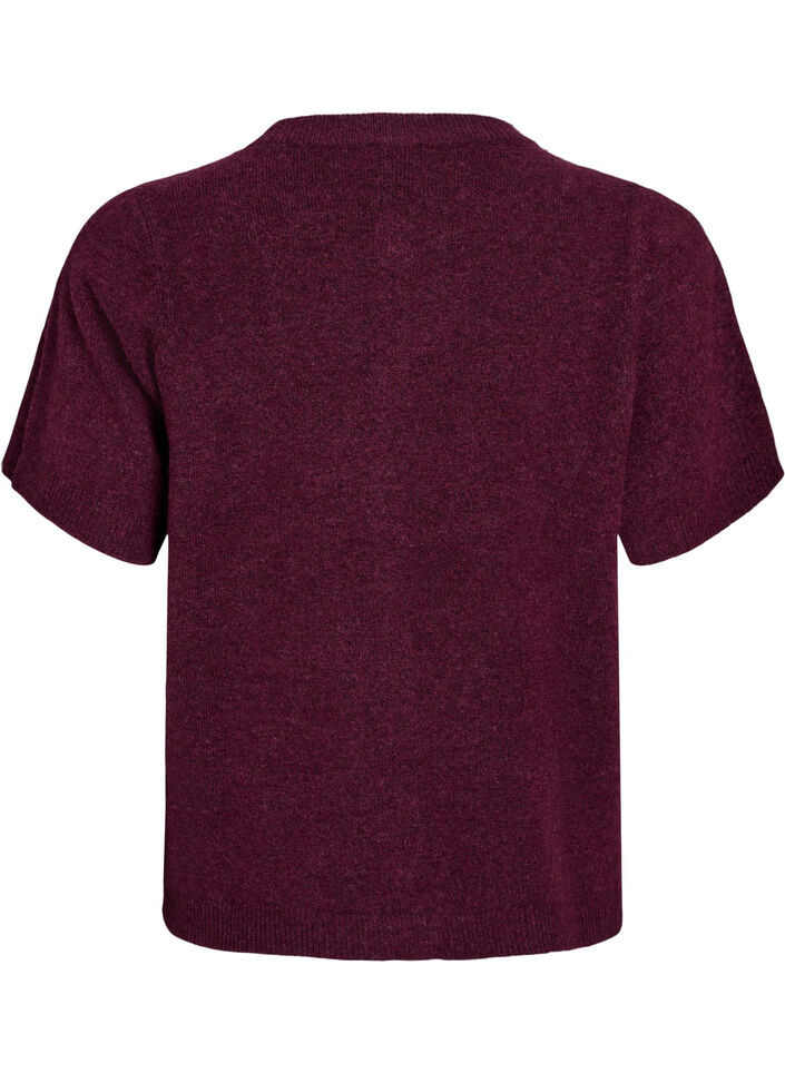 Dzianinowy kardigan z kr&oacute;tkim rekawem, Ciemnobordowy, Packshot image number 1