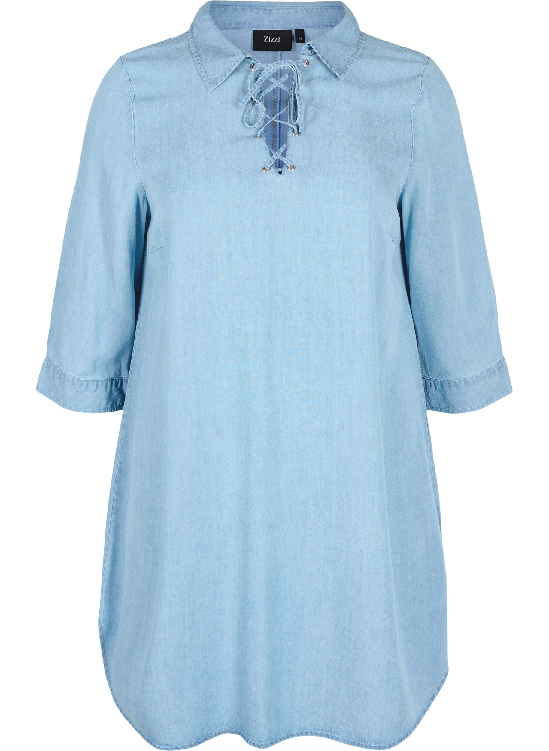Zizzi Tunic with 3/4 sleeves, Light blue denim, Packshot image number 0