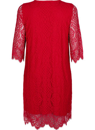Koronkowa sukienka z rekawem 3/4, Tango Red, Packshot image number 1