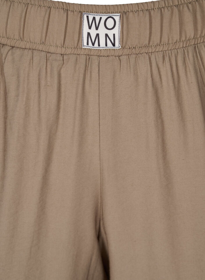 Loose viscose trousers with elastic borders and pockets, Timber Wolf, Packshot image number 2