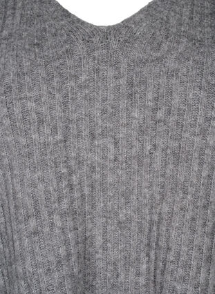 Dzianinowy sweter z rozcieciem, Light Grey Melange, Packshot image number 2
