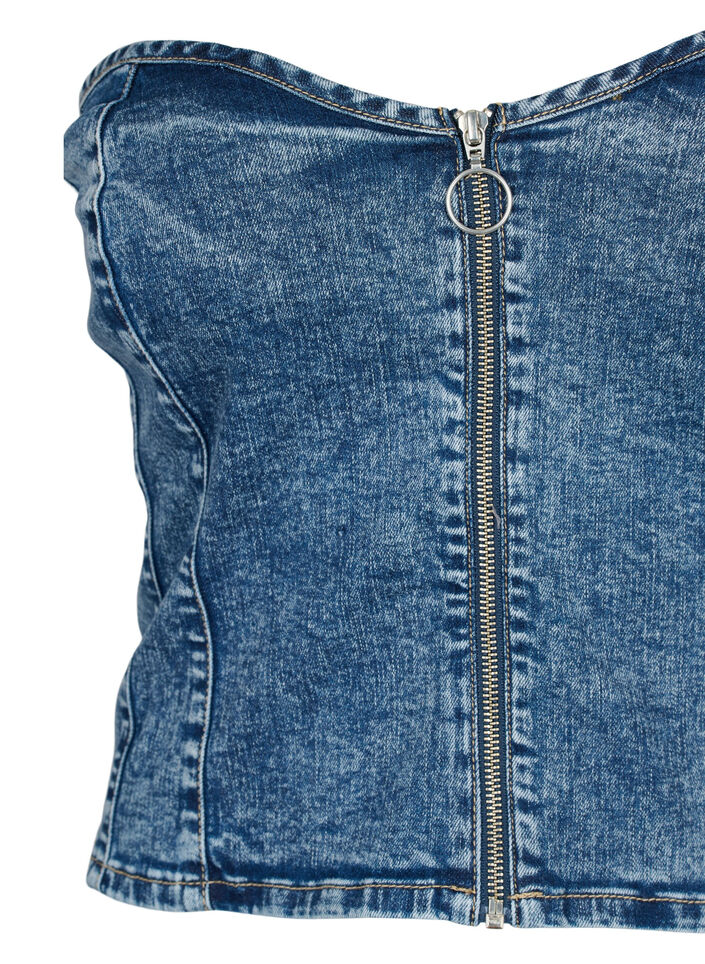 Dzinsowy gorset z suwakiem, Blue denim, Packshot image number 2