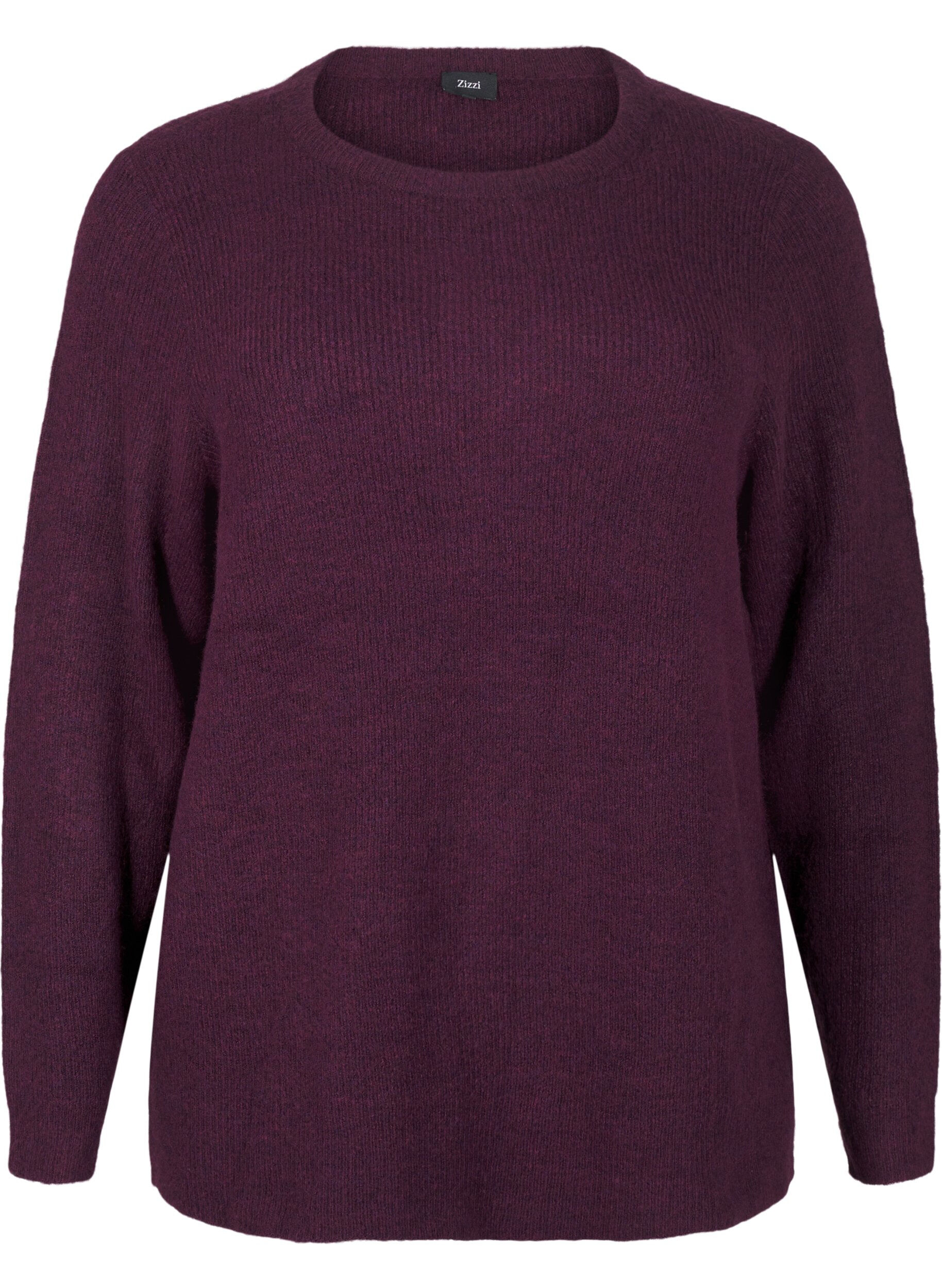 Zizzi Melanzowy sweter z okraglym dekoltem, Potent Purple Mel., Packshot image number 0