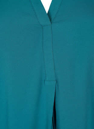 Jednokolorowy top z dekoltem w szpic, Deep Teal, Packshot image number 2