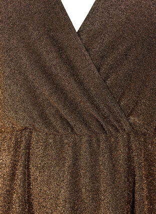 Brokatowa sukienka kopertowa z dlugimi rekawami, Black Copper, Packshot image number 2