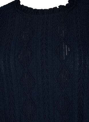Bluzka w jednolitym kolorze z falbanami i wzorem, Night Sky, Packshot image number 2