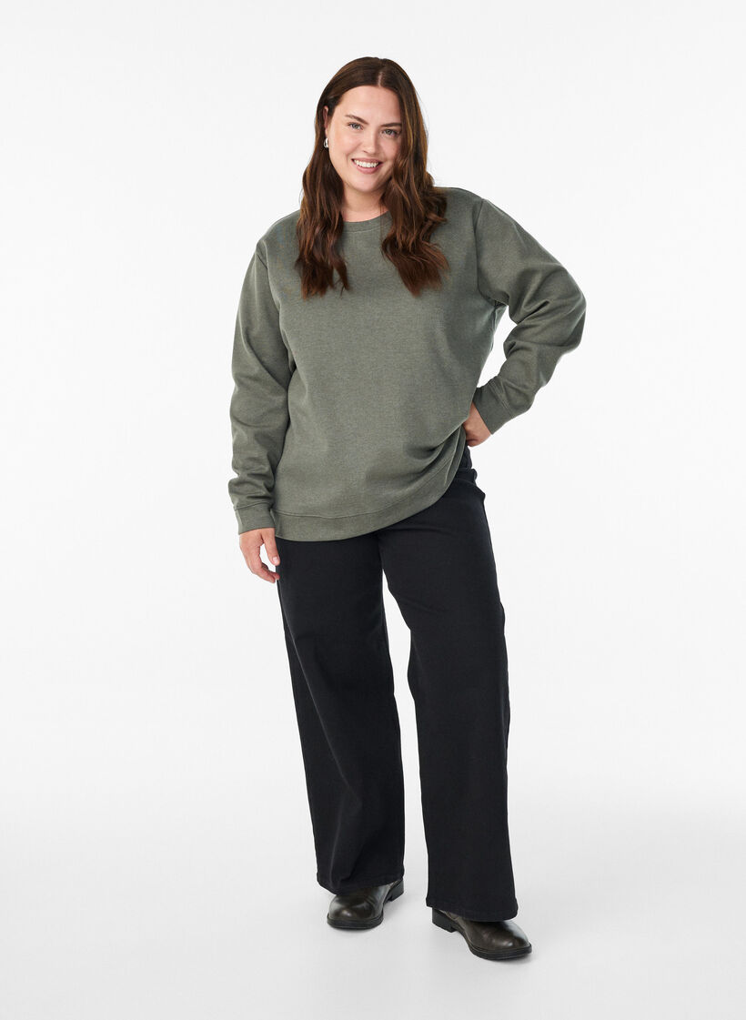 Bluza z okraglym dekoltem, Zielony, Model image number 1