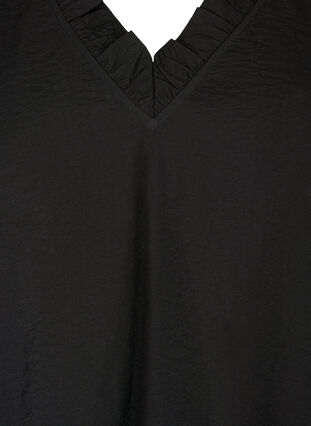 Bluzka z wiskozy z dlugim rekawem i falbanami, Black, Packshot image number 2